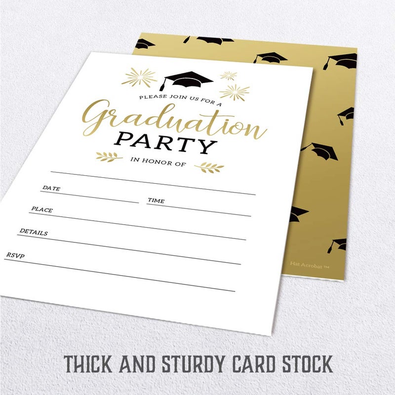 Hat Acrobat 2025 Graduation Party Invitations with Envelopes Graduation Party Announcement Cards for High School or College, 25 Pack (25) - Image 4
